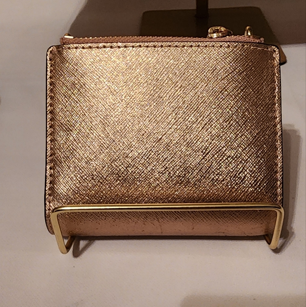 Tory Burch Shimmering Rose Gold Tote and Wallet EUC w New Crossbody Strap - Picture 14 of 16